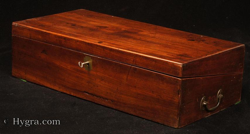 18th Century Solid mahogany writing box with side drawer Circa 1790  Enlarge Picture